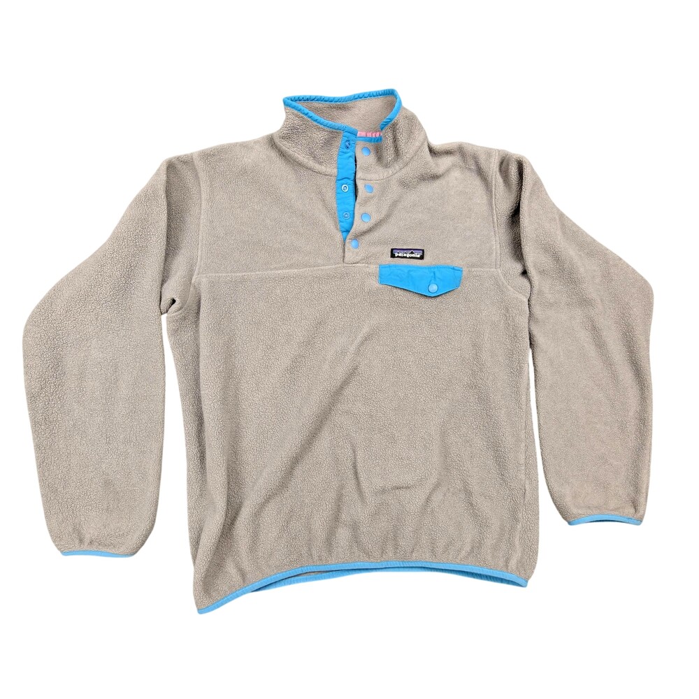 Patagonia Jacket Womens Large Gray Synchilla Snap-T Pullover Fleece Pockets